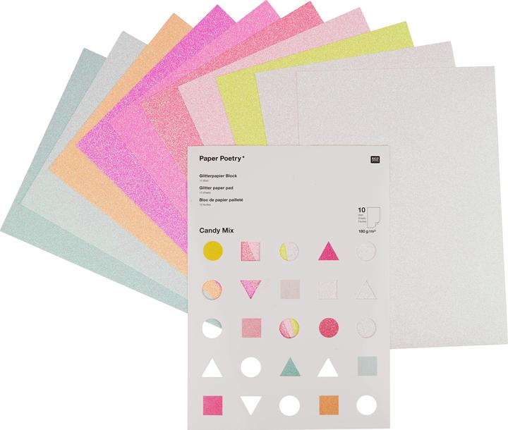 Immagine prodotto Rico Design carta glitterata carta poesia caramelle (180 g/m², 10 x)