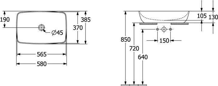 Produktbild Villeroy & Boch Aufsatzwaschbecken Artis 58 cm wei 41725801 (380 mm, 580 mm)