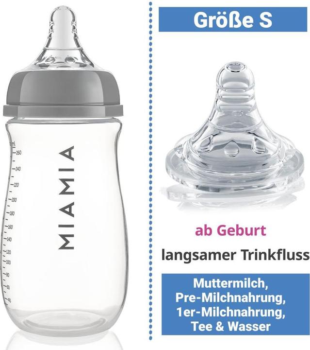 Actual product image MiaMia Baby bottles PP bottle 260 ml with silicone teat (260 ml)