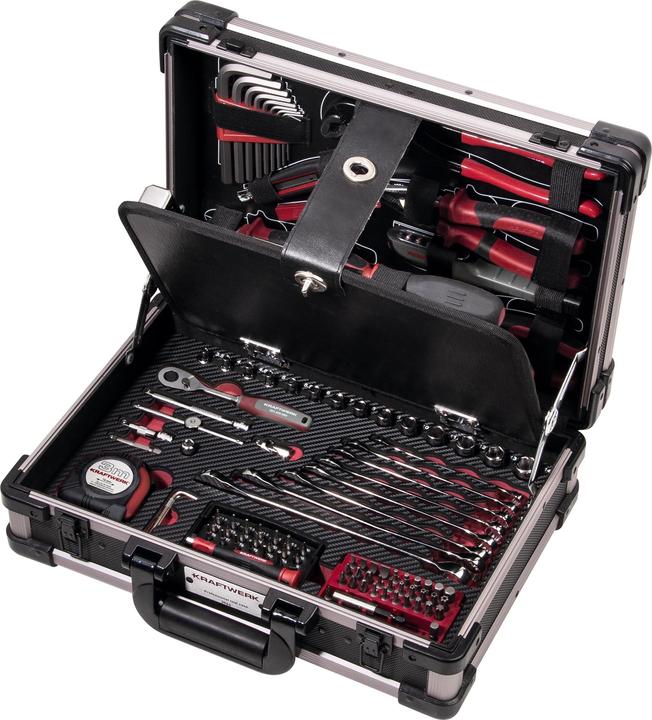 Kraftwerk 123-t. Valise à outils professionnelle en aluminium KW+PB (123 pièces)