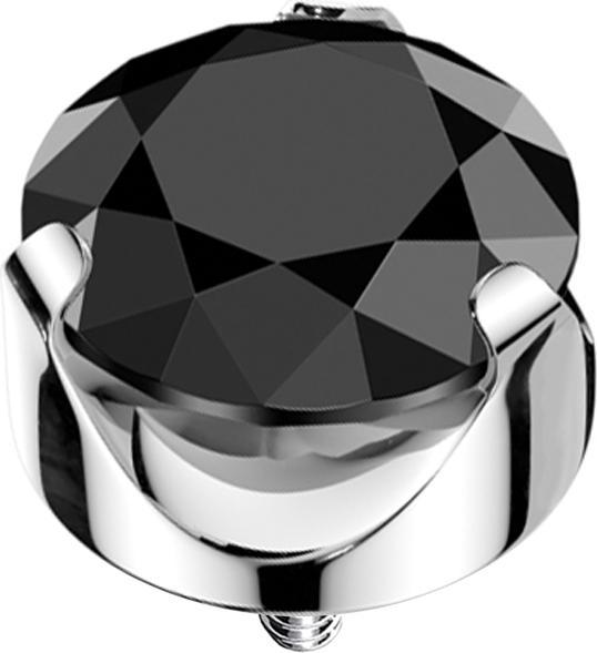 Produktbild Star Piercing Dermal Anchor silber flach Kristall schwarz gefasst (Titan G23, ohne Messing)