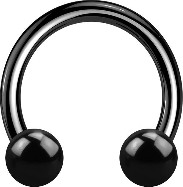 Actual product image Star Piercing Circular barbell black with two balls (Titanium G23, without brass)
