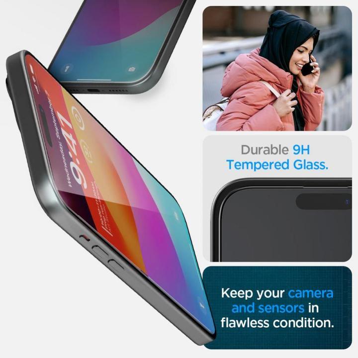 Actual product image Spigen TEMPERED GLASS GLAS.TR "EZ FIT" FC 2-PACK IPHONE 15 BLACK (2 Piece, Apple iPhone 15)