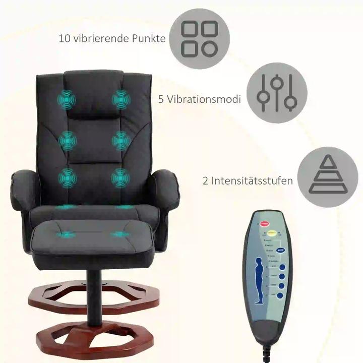 Produktbild Swisshandel24 Relaxsessel mit Hocker, drehbarer Fernsehsessel, TV-Sessel mit Liegefunktion, Ruhesessel, Liegesesse