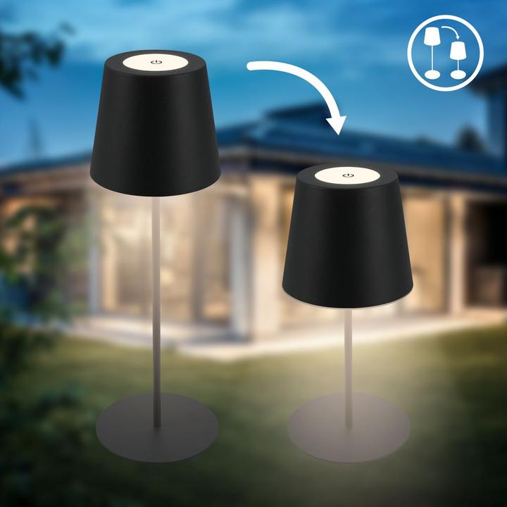Image du produit B.K.Licht Lampe de table LED rechargeable, IP44, 2,5W, noir