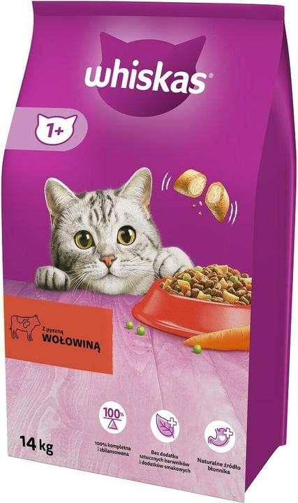 Image du produit Whiskas Cat Adult with Beef and Carrots 14kg (Chat adulte avec boeuf et carottes) (Senior, 1 pcs, 14000 g)