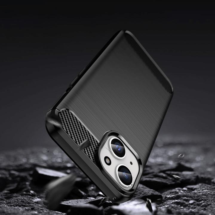 Actual product image Cover-Discount iPhone 15 Plus - Metal Carbon Look Case black (Apple iPhone 15 Plus)
