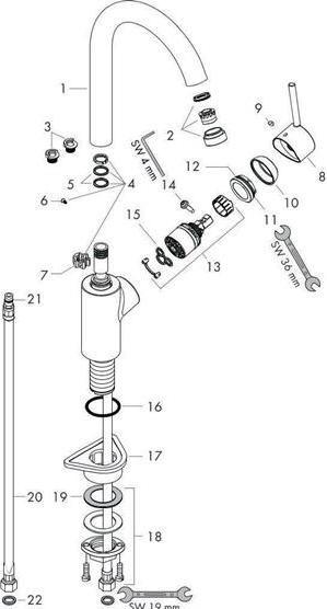 Actual product image hansgrohe Kitchen mixer with single-lever mixer Talis S glossy chrome 14870000