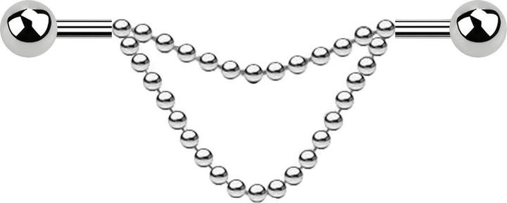 Star Piercing Barbell silber zwei Kugeln zwei Ketten (ohne Messing, Chirurgenstahl 316L)