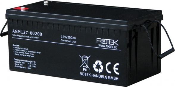 Actual product image Rotek - Blei Akkumulator AGM12C-0200 Standard 12V 200Ah (12 V, 200 Ah)