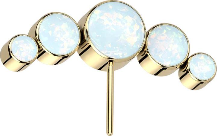 Star Piercing Threadless vergoldet front fünf Opale weiss (ohne Messing, Titan G23)
