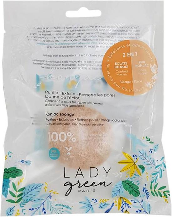Actual product image Lady Green Konjac face sponge with nut extract