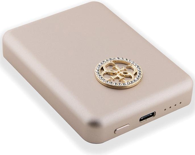Produktbild Guess Powerbank indukcyjny 5W GUPBM3AL4DMD 3000mAh złoty/gold MagSafe 4G Strassed Metal Logo (3000 mAh, 5 W)