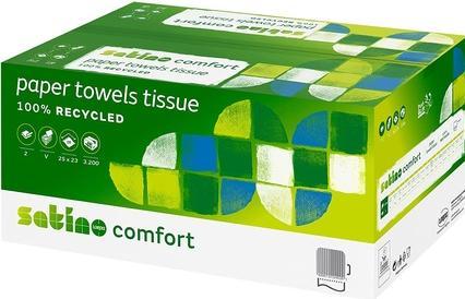 Produktbild Wepa Satino by Comfort Papierhandtücher 2lagig - 3.200 Blatt (20x160) Format Tissue - weiss mit 25x23 (3.20 x)