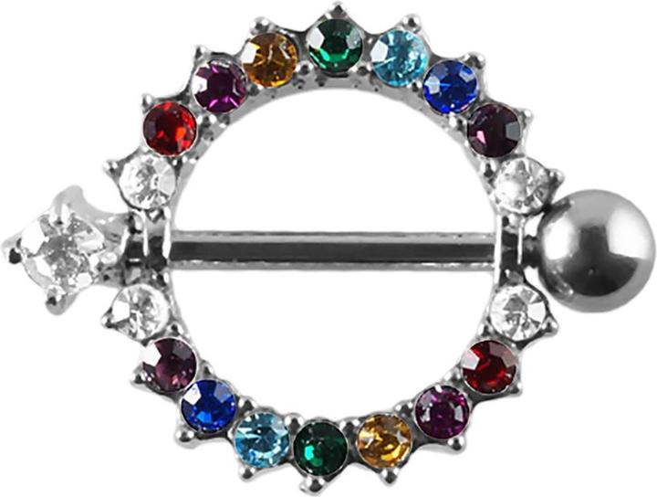 Star Piercing Barbell Kristallkranz farbig (ohne Messing, Chirurgenstahl 316L)