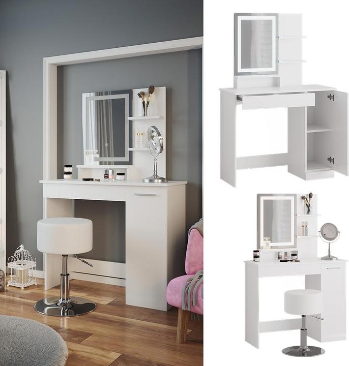 Actual product image Vicco Julia with stool and lighting (90 x 38 x 138 cm)
