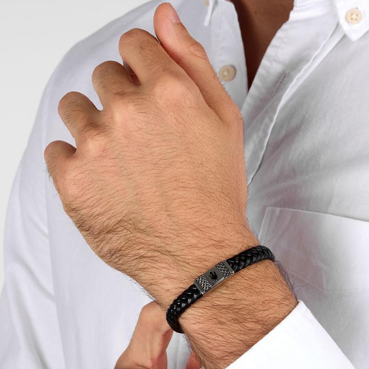 Immagine prodotto Maserati Bracciale in pelle riciclata (20 cm, Acciaio inossidabile, Cuoio)