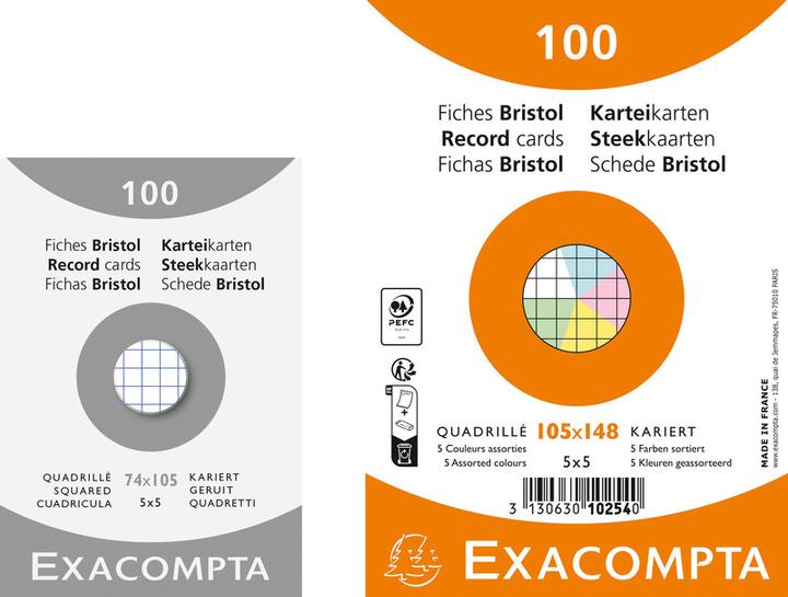 Produktbild Exacompta Karteikarten (A6, 205 g/m², 100 x)