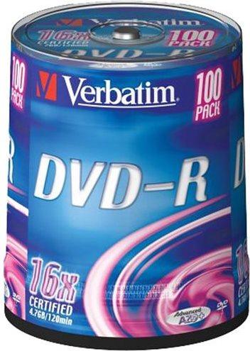 Produktbild Verbatim DVD-R, 16x, 4.7GB, 100er Spindel (100 x)
