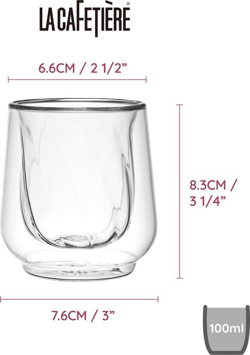 Actual product image La Cafetière Siena Double-Walled Cortado Glasses, Set of 2, 135ml (0.14 l, 2 x)