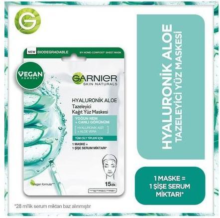 Actual product image Garnier Hyaluronic Aloe Serum Tissue Mask - Textile face mask with aloe vera 28.0g (L) (28 ml)