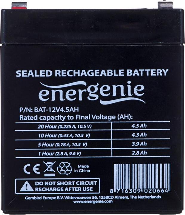 Actual product image Gembird BAT-12V4.5AH - 12 V - 1 piece(s) - Black - 4500 mAh - 1.7 kg - 89 mm