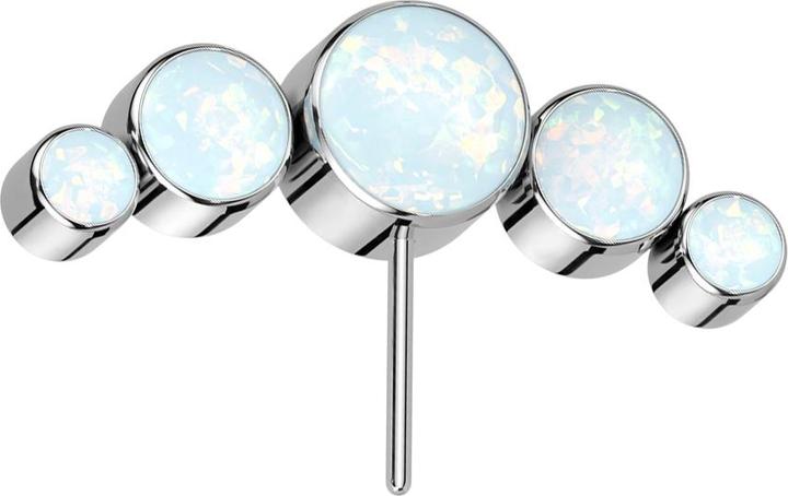 Star Piercing Threadless silber front fünf Opale weiss (ohne Messing, Titan G23)