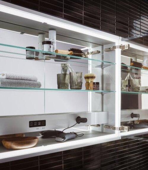 Actual product image Emco asis prestige 2 illuminated mirror cabinet, flush-mounted model, 1015mm, wide left door
