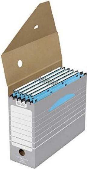 Actual product image Elba 100333274 Archive box tric 10 cm wide 10 pieces for suspension files with tabs in color gray (1 x)