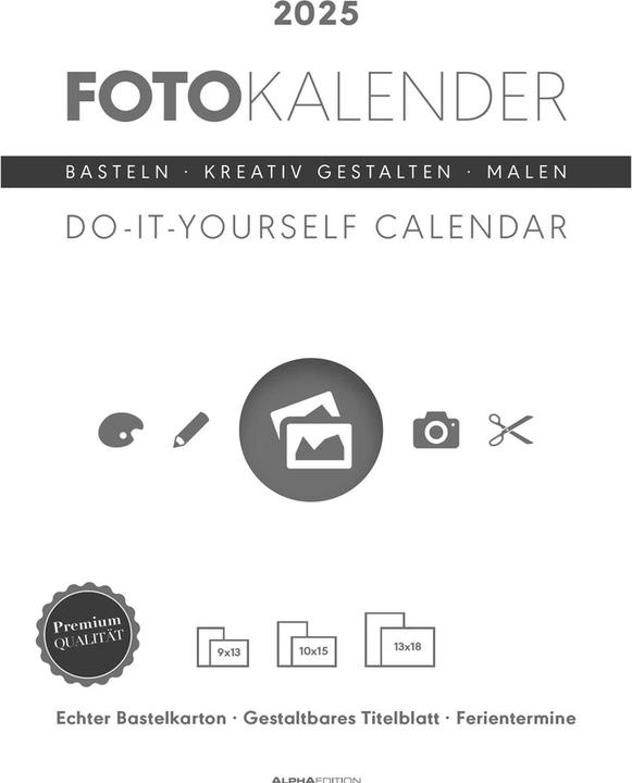 Image du produit Alpha Edition Kreativ-Kalender A4 weiss 2026 - 21 x 29,7 - Foto, Malen, Basteln - datiert - Kreativkalender - (A4, Allemand, Français, Anglais, Italien)