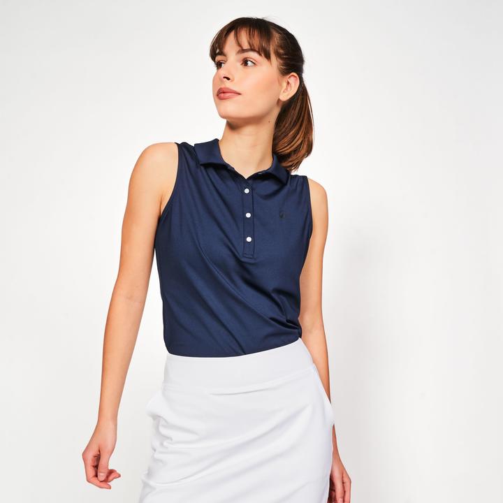 Inesis Damen Golf Poloshirt ärmellos - WW500 marineblau (S)