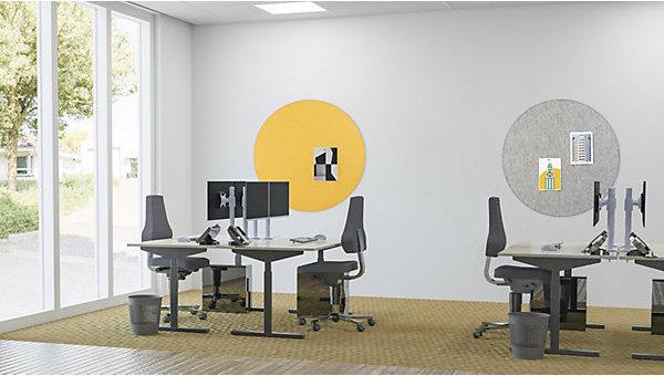 Actual product image eurokraft basic Acoustic ceiling panel, PET felt, Ø 1200 mm, round shape, dark grey.
