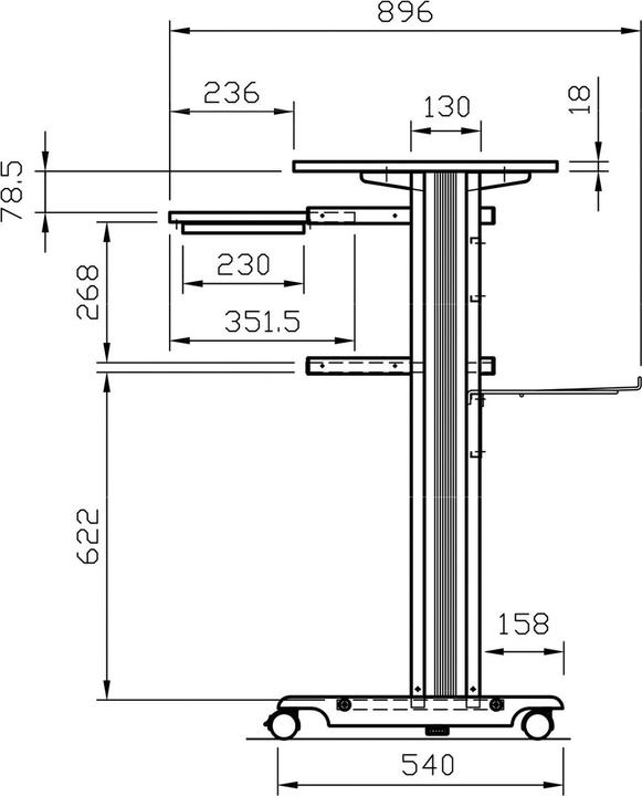 Image du produit Rs Pro PC Standing Workstation (68 x 54 x 110 cm)