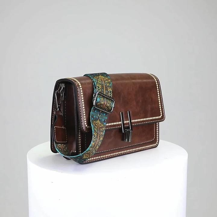 Only-Bags.Store Retro Vielseitige Mini Square Umhängetasche, klassische strukturierte Umhängetasche mit Klappe