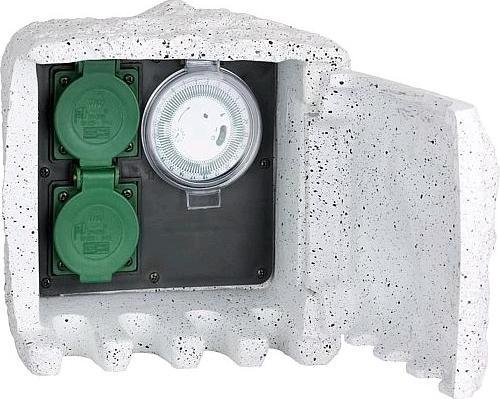 Actual product image EGB Stone with 2 sockets IP44 with timer