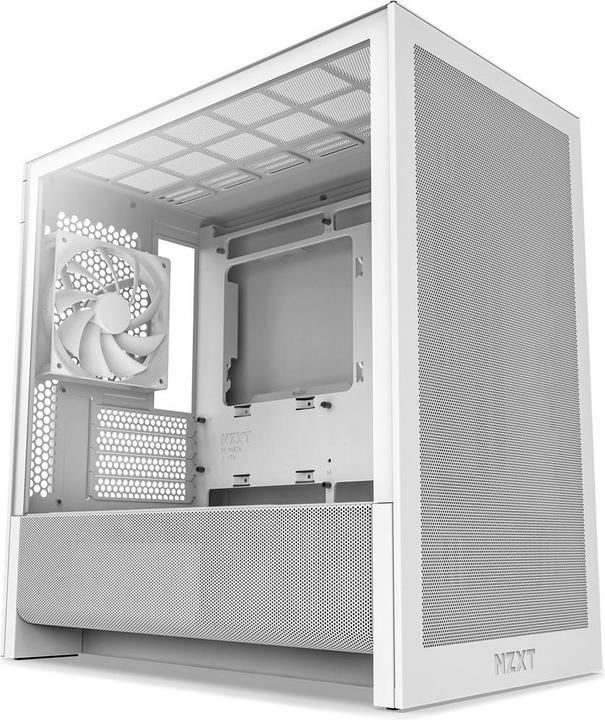 NZXT H3 Flow (2025) All White Midi Tower ATX Gaming Gehäuse weiss mit Glasfenster (mATX, Mini-ITX)