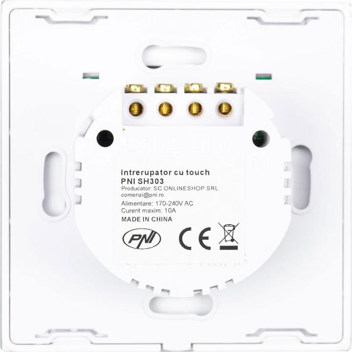 PNI Dreifachschalter mit Touch SH303 aus Glas, weiss mit LED-Anzeige