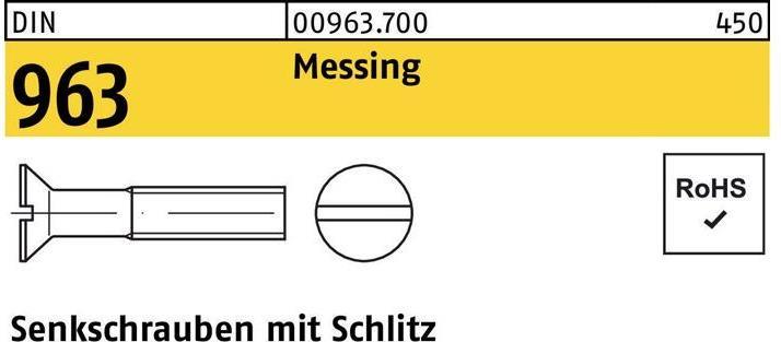 Produktbild Senkschraube DIN 963 Schlitz M 4 x 6 Messing (1000 Schrauben pro Stück)