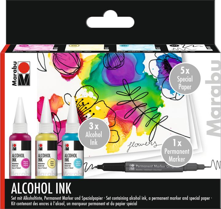 Actual product image Marabu Alcohol ink (Lilac, Turequise, Yellow)