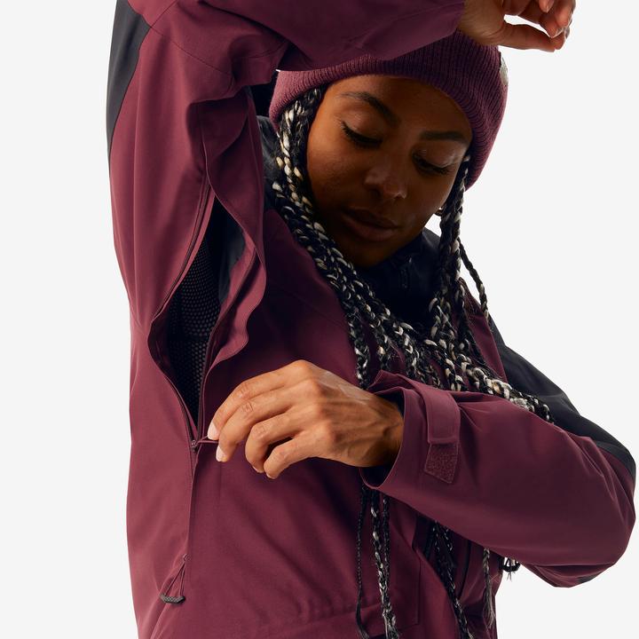 Produktbild Wedze Skijacke Damen vielseitig und warm - FR100 bordeauxrot/schwarz (XL)