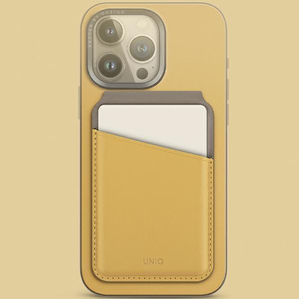 Actual product image Uniq Lyden DS magnetyczny portfel RFID i stojak na telefon żółto-szary/canary yellow-flint grey