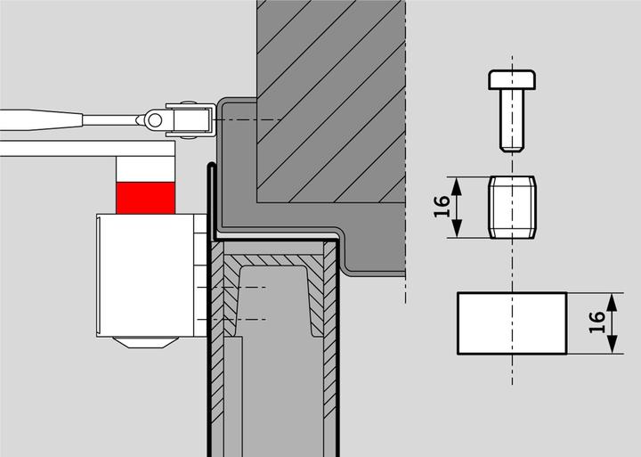 Actual product image Dormakaba Axle extensions TS 73 V / TS 83 (Room door, Entrance door, Wooden door, French window)