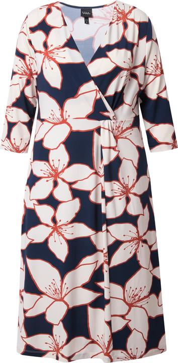 Produktbild Ulla Popken Midikleid, Blüten, Wickeloptik, V-Ausschnitt, 3/4-Arm (62)