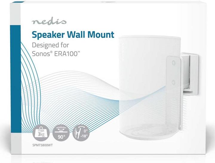 Immagine prodotto Nedis Supporto per altoparlanti - Compatibile con: Sonos Era100 - a parete - 3 kg - girevole/inclinabile (1 pz., Installazione a parete, Perno di rotazione, Inclinabile)