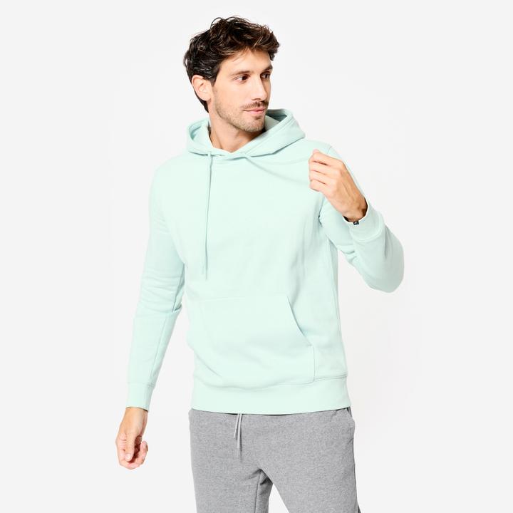 Domyos Hoodie Herren warm Baumwollgewebe - blaugrün (L)