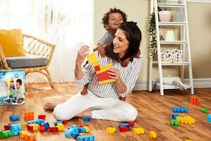Productafbeelding Mega Bloks Bouwstenen tas kleurrijk (80 stuks)