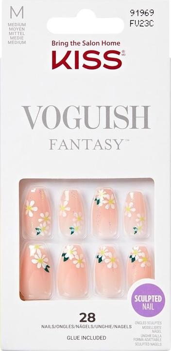 Immagine prodotto KISS Voguish Fantasy Press-On Nails Light Nude Medium Size Coffin Shape Include 28 chiodi 2G Colla 1 (Nudo chiaro)