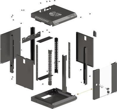 Produktbild Lanberg Szafa Instalacyjna Rack Wisząca 10 6u 300x300 Czarna Drzwi Przeszklone (Flat Pack) (6 HE, 10 Zoll Rack)