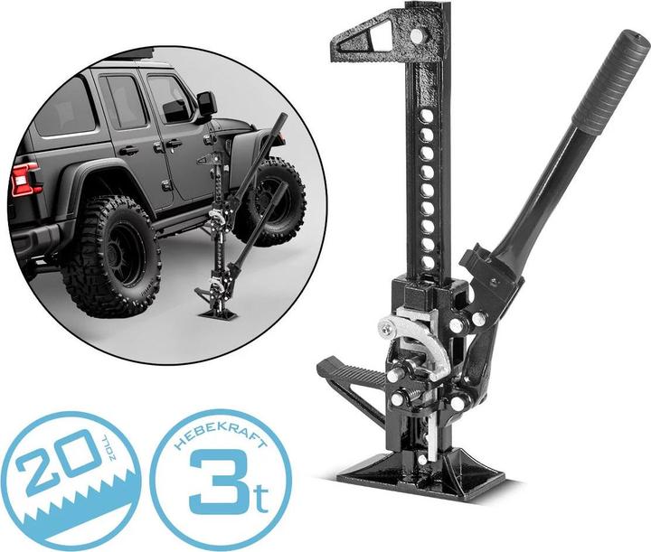 Immagine prodotto Stahlwerk Cric a cremagliera 20" 3t 33cm Cric agricolo verricello a bastone Cric offroad