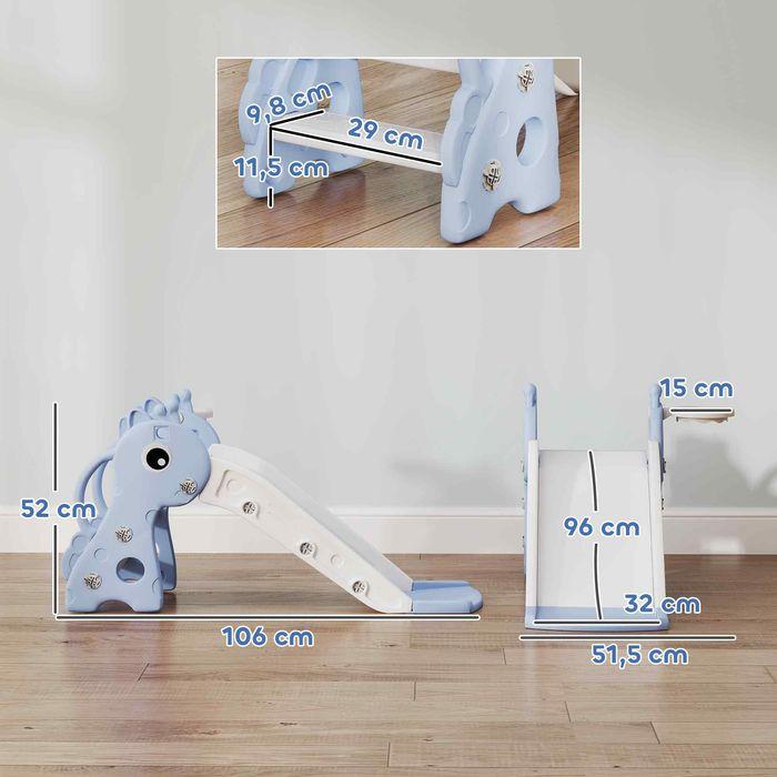 Actual product image Swisshandel24 Kinderrutsche, 3 in 1, Kleinkinderrutsche mit Basketballkorb, Basketball, Blau